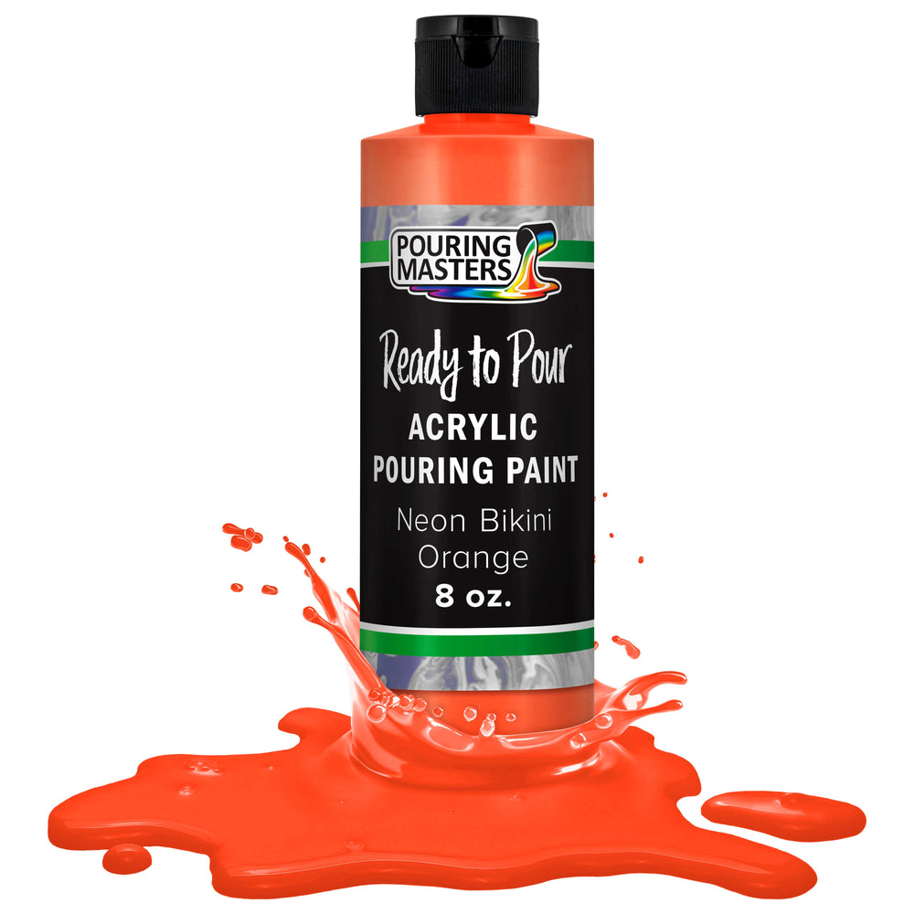 Pouring Masters Neon Bikini Orange Ready to Pour Acrylic Pouring Paint - Premium 8-Ounce Pre-Mixed Fluid Acrylic Paint - Fluid Art Supplies for Canvas, Wood, Paper, Tile & Rocks