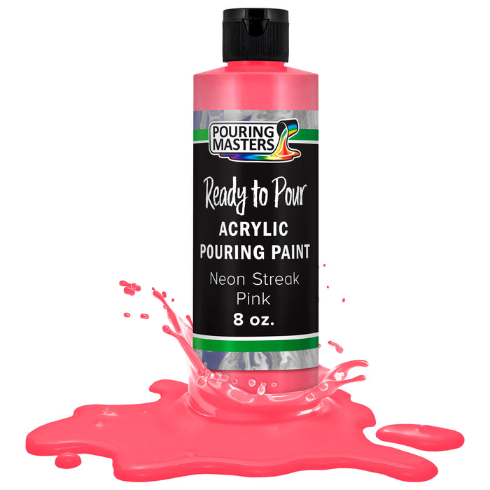 Neon Streak Pink Acrylic Ready to Pour Pouring Paint Premium 8-Ounce Pre-Mixed Water-Based - for Canvas, Wood, Paper, Crafts, Tile, Rocks and More