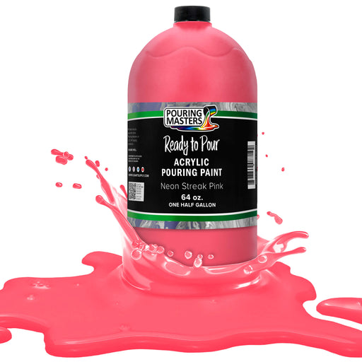 Neon Streak Pink Acrylic Ready to Pour Pouring Paint Premium 64-Ounce Pre-Mixed Water-Based - for Canvas, Wood, Paper, Crafts, Tile, Rocks and More
