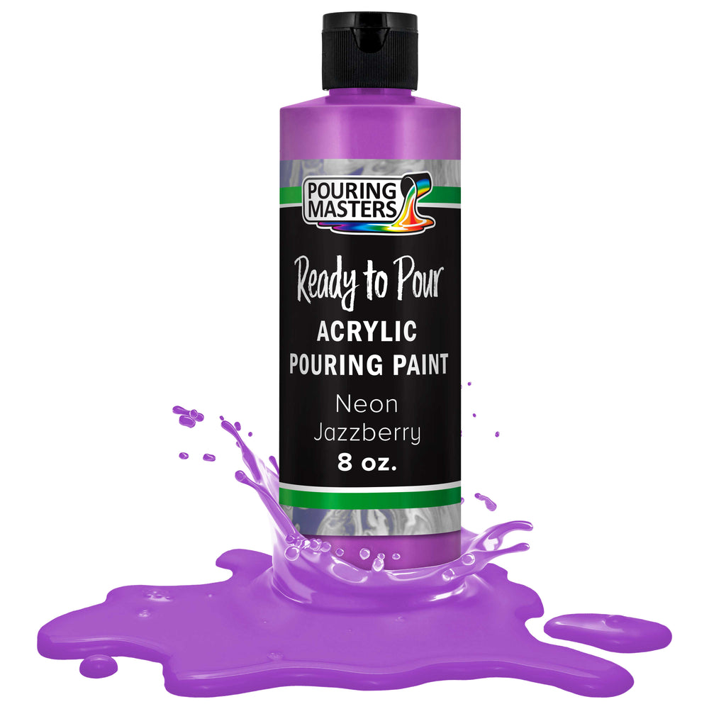 Neon Jazzberry Acrylic Ready to Pour Pouring Paint Premium 8-Ounce Pre-Mixed Water-Based - for Canvas, Wood, Paper, Crafts, Tile, Rocks and More