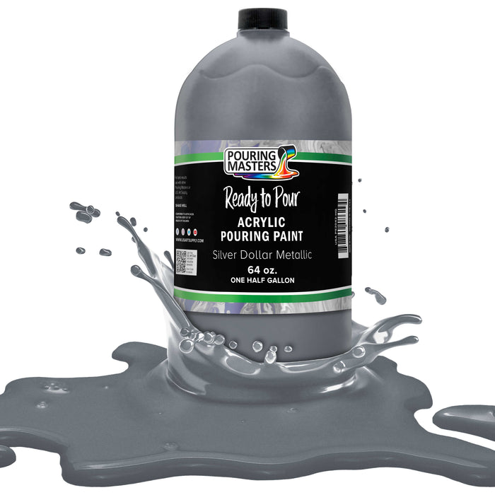 Silver Dollar Metallic Acrylic Ready to Pour Pouring Paint 64-Ounce — TCP  Global