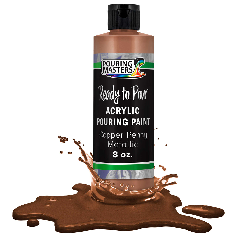 Copper Penny Metallic Acrylic Ready to Pour Pouring Paint Premium 8-Ounce Pre-Mixed Water-Based - Painting Canvas, Wood, Crafts, Tile, Rocks