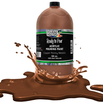 Pouring Masters Copper Penny Metallic Ready to Pour Acrylic Pouring Paint - Premium 64-Ounce Pre-Mixed Fluid Acrylic Paint - Fluid Art Supplies for Canvas, Wood, Paper, Tile & Rocks