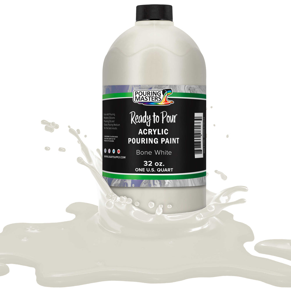 Bone White Acrylic Ready to Pour Pouring Paint Premium 32-Ounce Pre-Mixed Water-Based - for Canvas, Wood, Paper, Crafts, Tile, Rocks and More