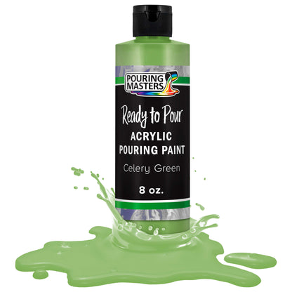 Pouring Masters Celery Green Ready to Pour Acrylic Pouring Paint - Premium 8-Ounce Pre-Mixed Fluid Acrylic Paint - Fluid Art Supplies for Canvas, Wood, Paper, Tile & Rocks