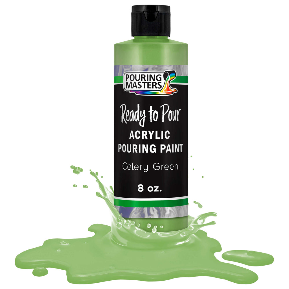 Celery Green Acrylic Ready to Pour Pouring Paint Premium 8-Ounce Pre-Mixed Water-Based - for Canvas, Wood, Paper, Crafts, Tile, Rocks and More