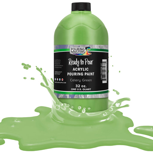 Celery Green Acrylic Ready to Pour Pouring Paint Premium 32-Ounce Pre-Mixed Water-Based - for Canvas, Wood, Paper, Crafts, Tile, Rocks and More