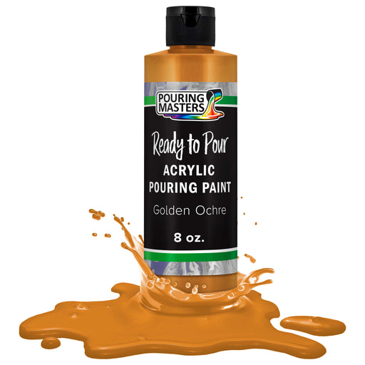 Golden Ochre Acrylic Ready to Pour Pouring Paint Premium 8-Ounce Pre-Mixed Water-Based - for Canvas, Wood, Paper, Crafts, Tile, Rocks and More