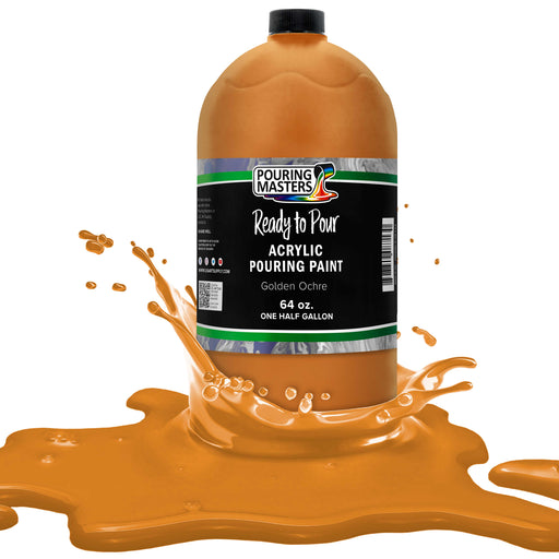 Golden Ochre Acrylic Ready to Pour Pouring Paint Premium 64-Ounce Pre-Mixed Water-Based - for Canvas, Wood, Paper, Crafts, Tile, Rocks and More