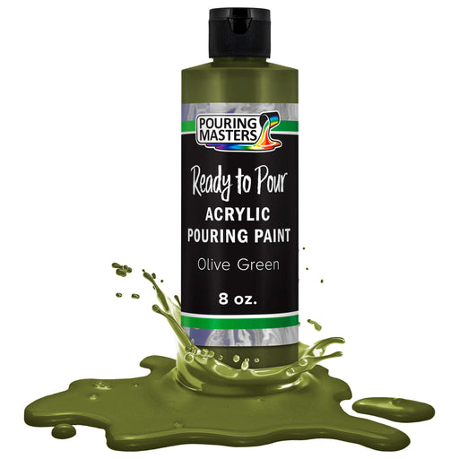Olive Green Acrylic Ready to Pour Pouring Paint Premium 8-Ounce Pre-Mixed Water-Based - for Canvas, Wood, Paper, Crafts, Tile, Rocks and More