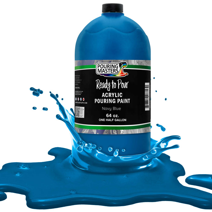 Navy Blue Acrylic Ready to Pour Pouring Paint Premium 64-Ounce Pre-Mixed Water-Based - for Canvas, Wood, Paper, Crafts, Tile, Rocks and More