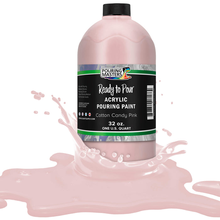 Cotton Candy Pink Acrylic Ready to Pour Pouring Paint Premium 32-Ounce Pre-Mixed Water-Based - for Canvas, Wood, Paper, Crafts, Tile, Rocks and More