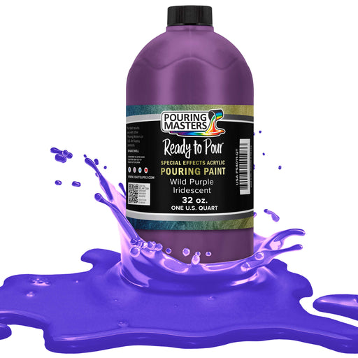 Wild Purple Iridescent Special Effects Pouring Paint - Quart Bottle - Acrylic Ready to Pour Pre-Mixed Water Based for Canvas and More