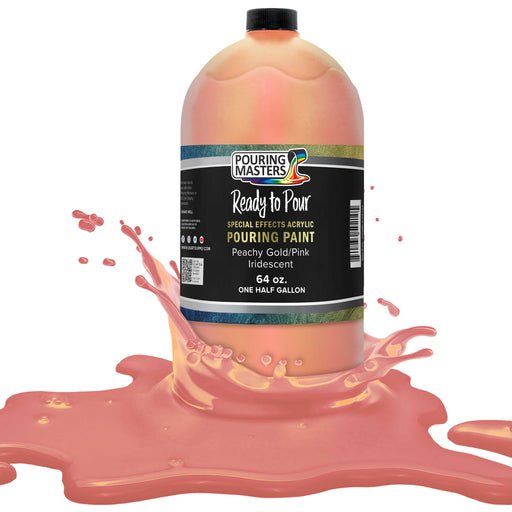 Peachy Gold/Pink Iridescent Special Effects Pouring Paint - Half Gallon Bottle - Acrylic Ready to Pour Pre-Mixed Water Based for Canvas and More