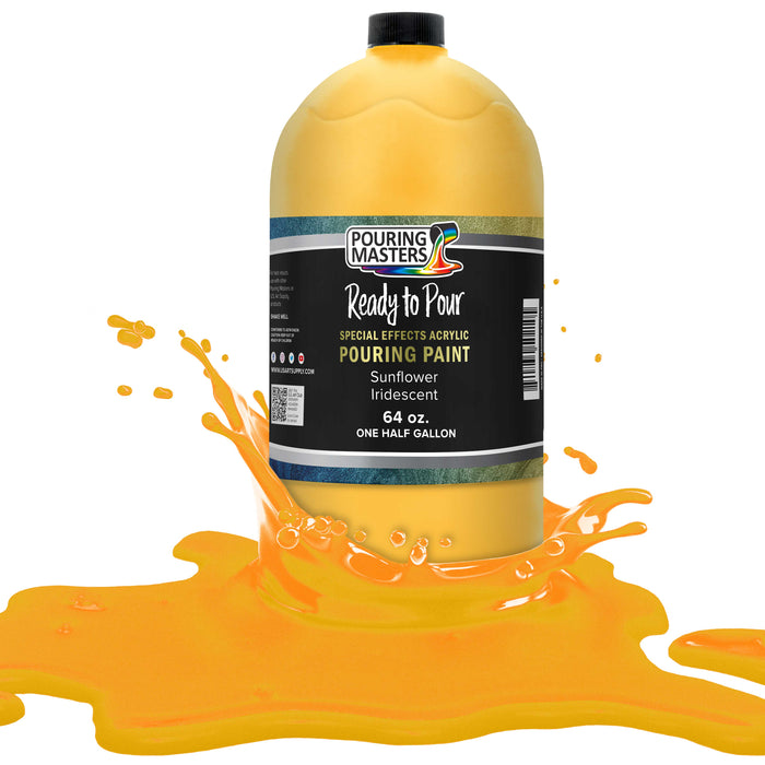 Sunflower Iridescent Special Effects Pouring Paint - Half Gallon Bottle - Acrylic Ready to Pour Pre-Mixed Water Based for Canvas and More