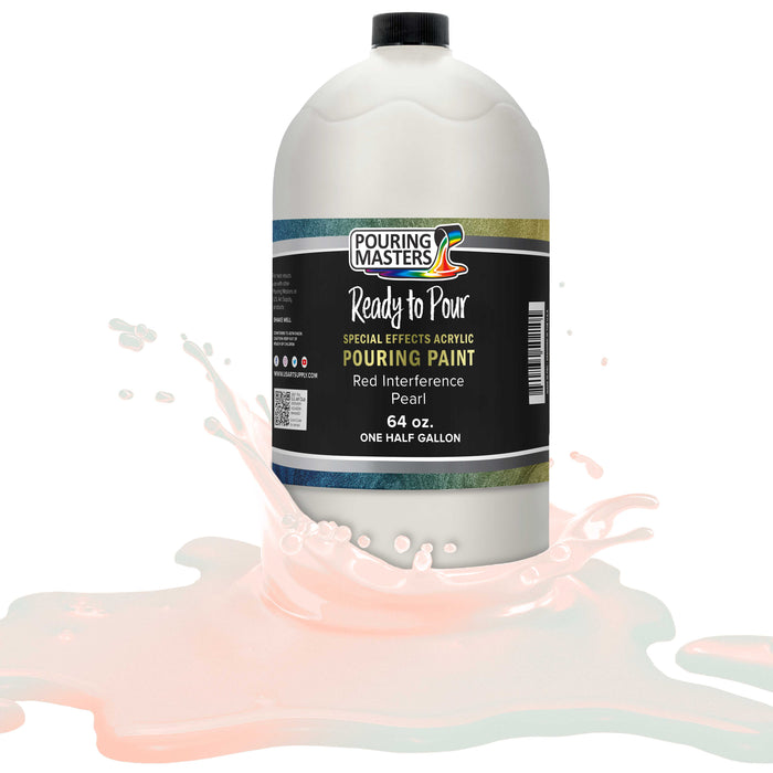 Red Interference Pearl Special Effects Pouring Paint - Half Gallon Bottle - Acrylic Ready to Pour Pre-Mixed Water Based for Canvas and More