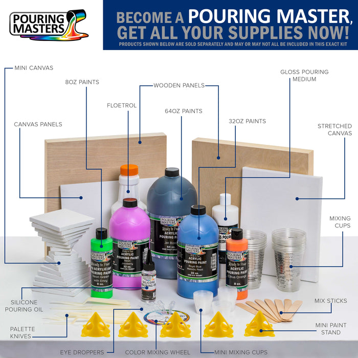 Graystone Acrylic Ready to Pour Pouring Paint Premium 8-Ounce Pre-Mixed Water-Based - for Canvas, Wood, Paper, Crafts, Tile, Rocks and More