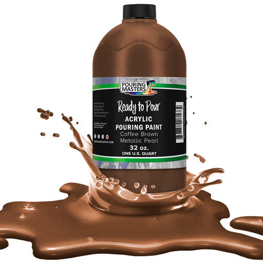 Coffee Brown Metallic Acrylic Ready to Pour Pouring Paint Premium 32-Ounce Pre-Mixed Water-Based - Painting Canvas, Wood, Crafts, Tile, Rocks
