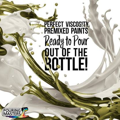 Pouring Masters Olive Green Metallic Pearl Ready to Pour Acrylic Pouring Paint - Premium 32-Ounce Pre-Mixed Fluid Acrylic Paint - Fluid Art Supplies for Canvas, Wood, Paper, Tile & Rocks