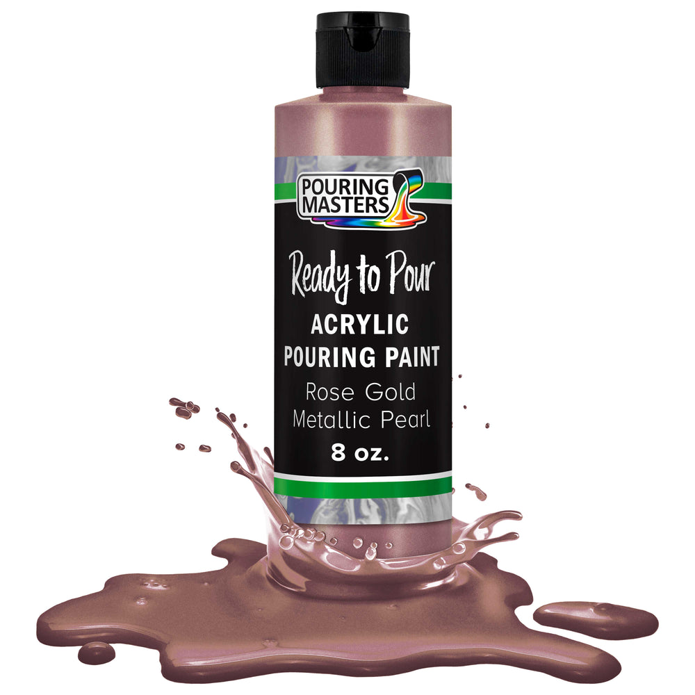 Rose Gold Metallic Pearl Acrylic Ready to Pour Pouring Paint - Premium 8-Ounce Pre-Mixed Water-Based - Painting Canvas, Wood, Crafts, Tile, Rocks