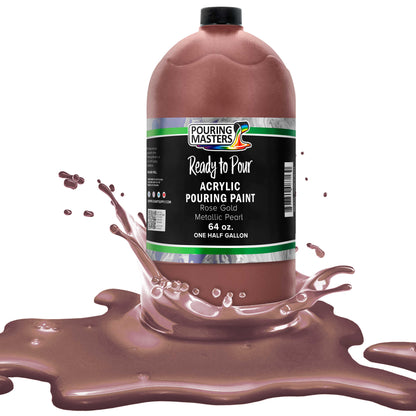 Pouring Masters Rose Gold Metallic Pearl Ready to Pour Acrylic Pouring Paint - Premium 64-Ounce Pre-Mixed Fluid Acrylic Paint - Fluid Art Supplies for Canvas, Wood, Paper, Tile & Rocks