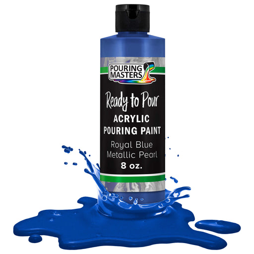 Royal Blue Metallic Pearl Acrylic Ready to Pour Pouring Paint Premium 8-Ounce Pre-Mixed Water-Based - Painting Canvas, Wood, Crafts, Tile, Rocks