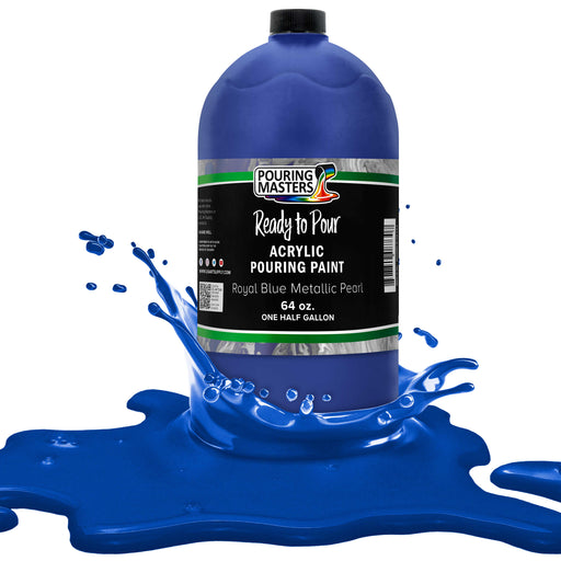 Royal Blue Metallic Pearl Acrylic Ready to Pour Pouring Paint Premium 64-Ounce Pre-Mixed Water-Based - Painting Canvas, Wood, Crafts, Tile, Rocks