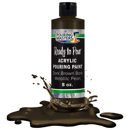 Dark Brown Bark Metallic Pearl Acrylic Ready to Pour Pouring Paint - Premium 8-Ounce Pre-Mixed Water-Based - Painting Canvas, Wood, Crafts, Tile