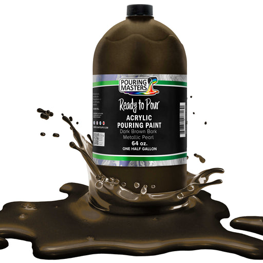 Dark Brown Bark Metallic Pearl Acrylic Ready to Pour Pouring Paint - Premium 64-Ounce Pre-Mixed Water-Based - Painting Canvas, Wood, Crafts, Tile