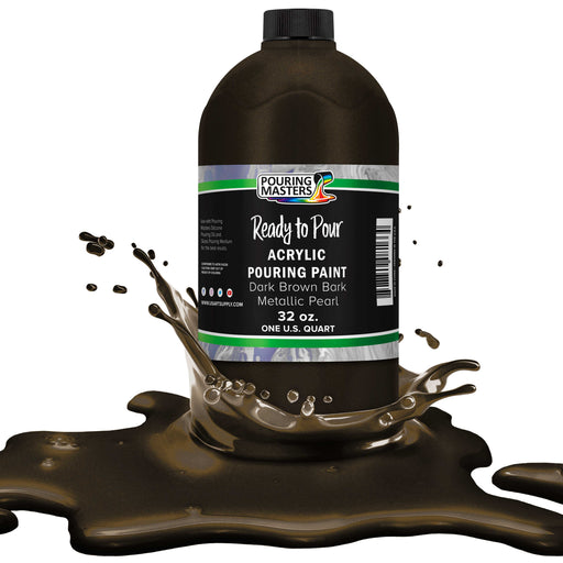 Dark Brown Bark Metallic Pearl Acrylic Ready to Pour Pouring Paint - Premium 32-Ounce Pre-Mixed Water-Based - Painting Canvas, Wood, Crafts, Tile
