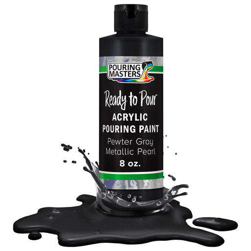 Pewter Gray Bark Metallic Pearl Acrylic Ready to Pour Pouring Paint - Premium 8-Ounce Pre-Mixed Water-Based - Painting Canvas, Wood, Crafts, Tile