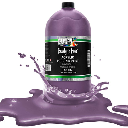 Pouring Masters Lavender Metallic Pearl Ready to Pour Acrylic Pouring Paint - Premium 64-Ounce Pre-Mixed Fluid Acrylic Paint - Fluid Art Supplies for Canvas, Wood, Paper, Tile & Rocks