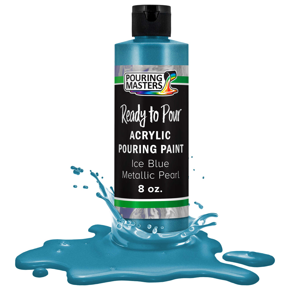 Ice Blue Metallic Pearl Acrylic Ready to Pour Pouring Paint - Premium 8-Ounce Pre-Mixed Water-Based - Painting Canvas, Wood, Crafts, Tile, Rocks