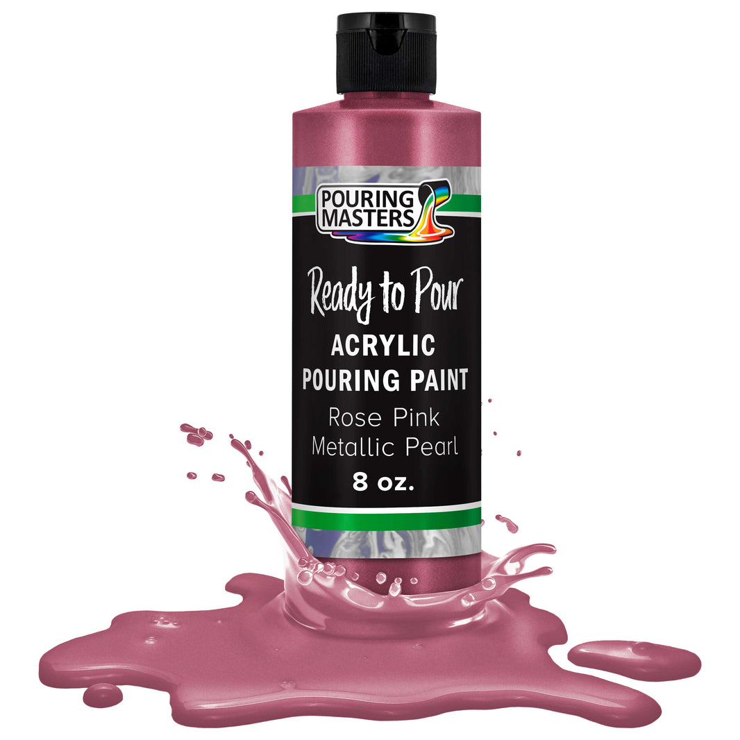 Pouring Masters Rose Pink Metallic Pearl Ready to Pour Acrylic Pouring Paint - Premium 8-Ounce Pre-Mixed Fluid Acrylic Paint - Fluid Art Supplies for Canvas, Wood, Paper, Tile & Rocks