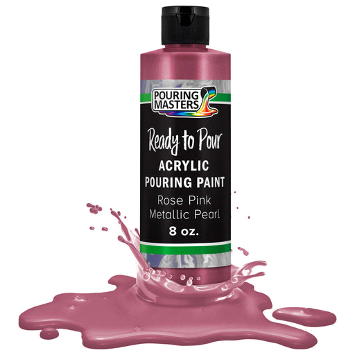 Rose Pink Metallic Pearl Acrylic Ready to Pour Pouring Paint - Premium 8-Ounce Pre-Mixed Water-Based - Painting Canvas, Wood, Crafts, Tile, Rocks