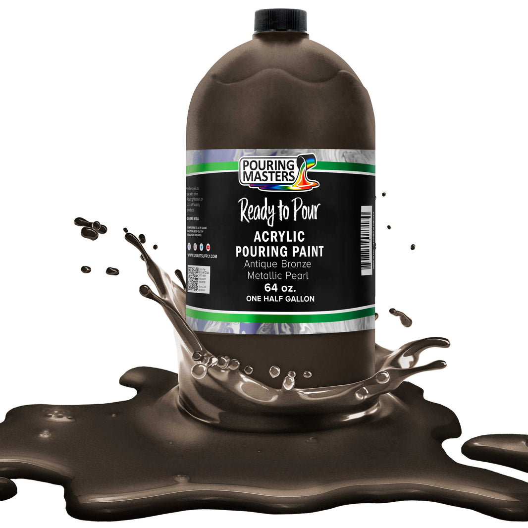 Pouring Masters Antique Bronze Metallic Pearl Ready to Pour Acrylic Pouring Paint - Premium 64-Ounce Pre-Mixed Fluid Acrylic Paint - Fluid Art Supplies for Canvas, Wood, Paper, Tile & Rocks