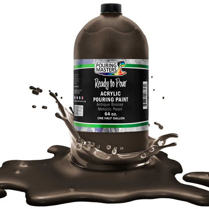 Pouring Masters Antique Bronze Metallic Pearl Ready to Pour Acrylic Pouring Paint - Premium 64-Ounce Pre-Mixed Fluid Acrylic Paint - Fluid Art Supplies for Canvas, Wood, Paper, Tile & Rocks