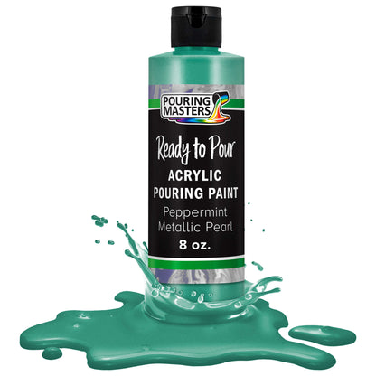 Pouring Masters Peppermint Metallic Pearl Ready to Pour Acrylic Pouring Paint - Premium 8-Ounce Pre-Mixed Fluid Acrylic Paint - Fluid Art Supplies for Canvas, Wood, Paper, Tile & Rocks