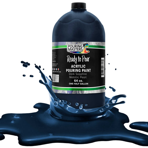 Dark Sapphire Blue Metallic Pearl Acrylic Ready to Pour Pouring Paint - Premium 64-Ounce Pre-Mixed Water-Based - Painting Canvas, Wood, Crafts, Tile