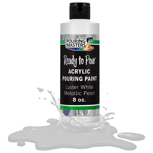 Luster White Metallic Pearl Acrylic Ready to Pour Pouring Paint Premium 8-Ounce Pre-Mixed Water-Based - Painting Canvas, Wood, Crafts, Tile, Rocks