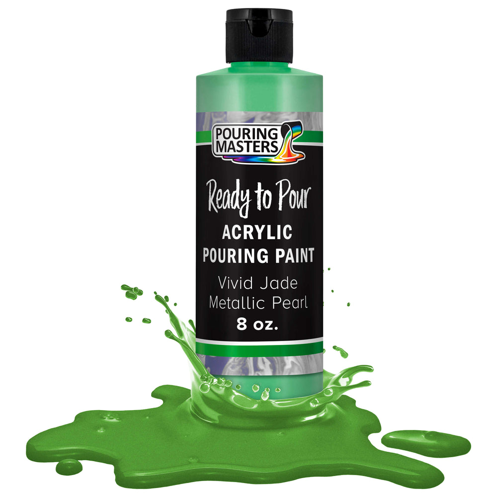 Vivid Jade Metallic Pearl Acrylic Ready to Pour Pouring Paint Premium 8-Ounce Pre-Mixed Water-Based - Painting Canvas, Wood, Crafts, Tile, Rocks