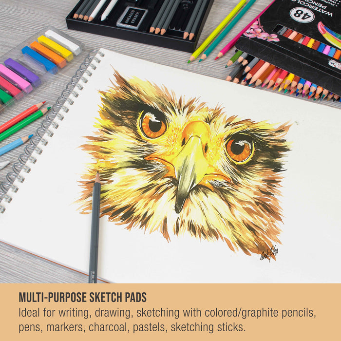 DSTELIN Hardcover Spiral Sketchbook - 9"x12", 100 Sheets (200 Pages) Of 100gsm Acid-Free Paper For Art & Drawing