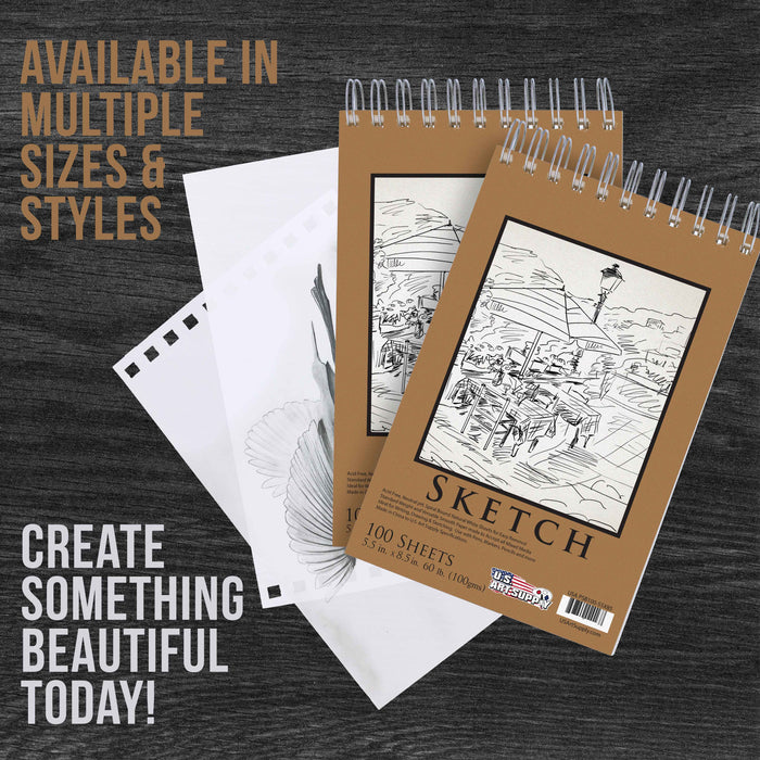Global Printed Products Sketchbook Set, Includes Two Sizes, 100g Paper