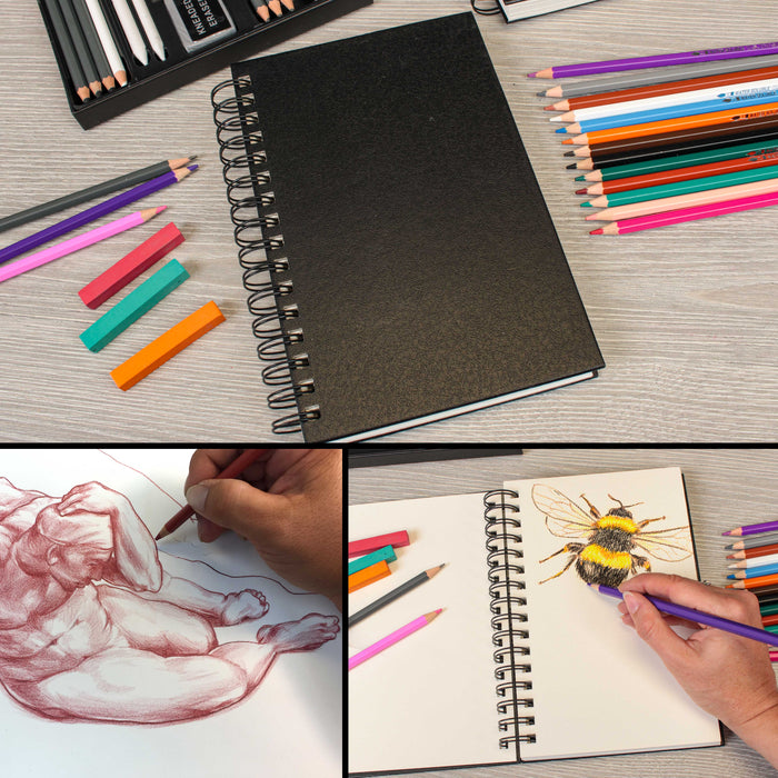 5.5" x 8.5" Premium Hardbound Sketch Book, 2 Pack, 80 Sheets Each, 70 lb (110gsm) - Hardcover Spiral Bound Artist Field, Small Sketch Pad, Acid-Free Drawing Pad - Adults, Students