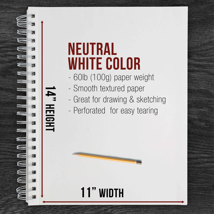 11" x 14" Left Hand Spiral 60lb Sketch Drawing Pad (Pack of 2)