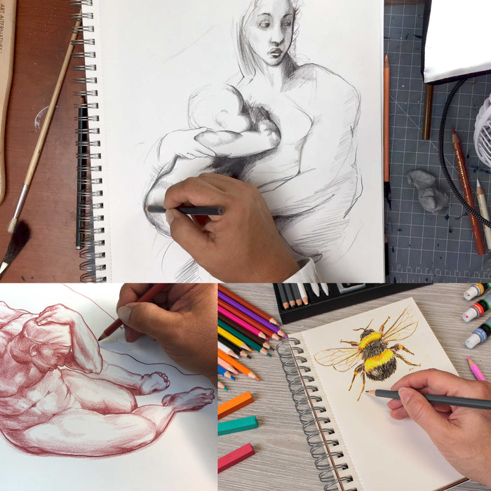 5.5"x8.5" Sketch Book Pad, 3 Pack (100 Sheets Each), 60lb (100gsm) Spiral Bound - Sketching, Drawing Pad, Acid-Free Paper - Sketch Pads For Adults, Students: Colored Pencils, Charcoal