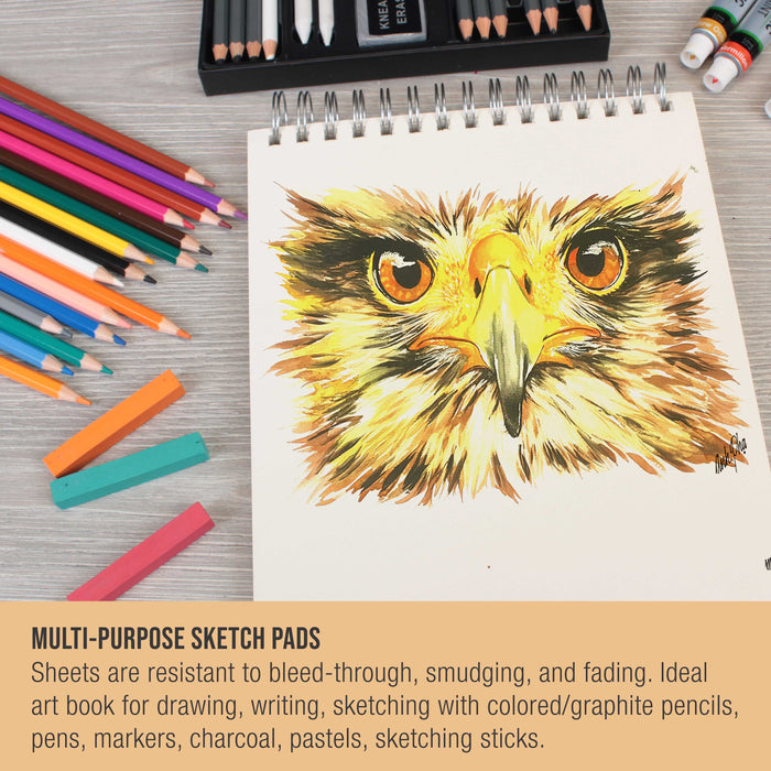 9"x12" Premium Heavy-Weight Paper Spiral Bound Sketch Book: 90 Pound (160gsm), 30-Sheet Drawing Pad (2 Pack)