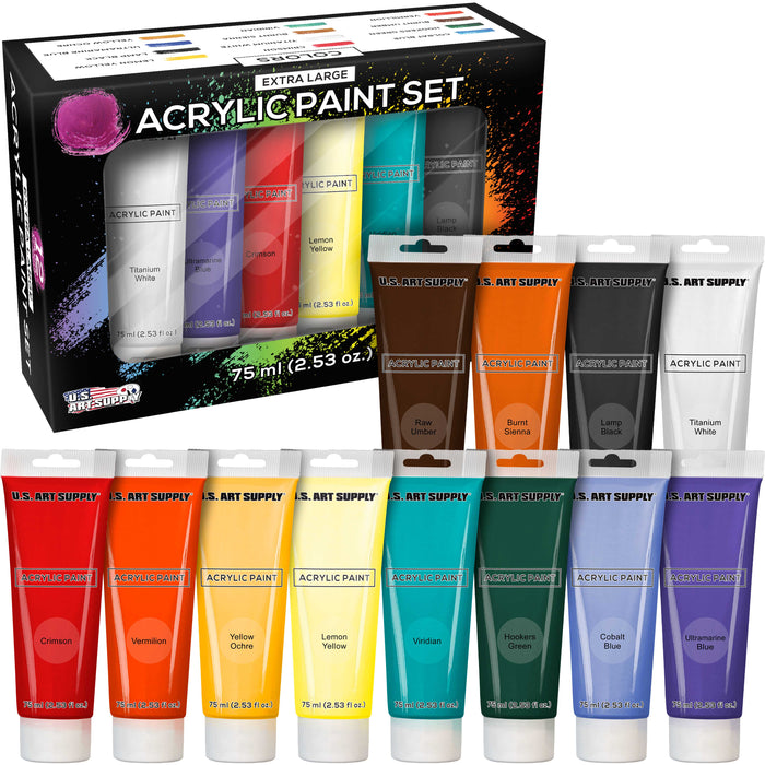 72 Color Set of Acrylic Paint in Large 18ml Tubes - Rich Vivid