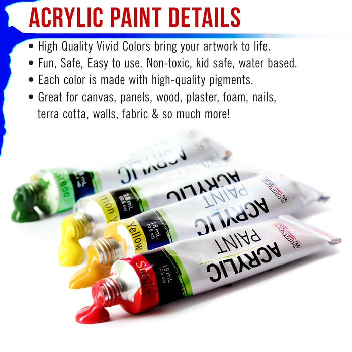U.S. Art Supply Professional 72 Color Set of Acrylic Paint in Large 18ml Tubes - Rich Vivid Colors for Artists, Students, Beginners - Canvas Paintings