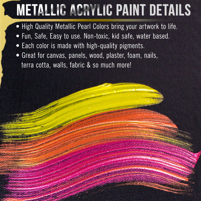U.S. Art Supply 36-Color Metallic Acrylic Paint Set - 18ml Tubes - Acrylic Paint for Canvas Painting, Wood Crafts & Rock Painting - Color Mixing Wheel